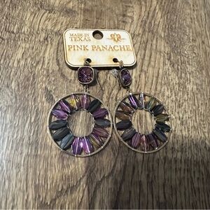 New Pink Panache circle multi color bead earrings with purple swavorski